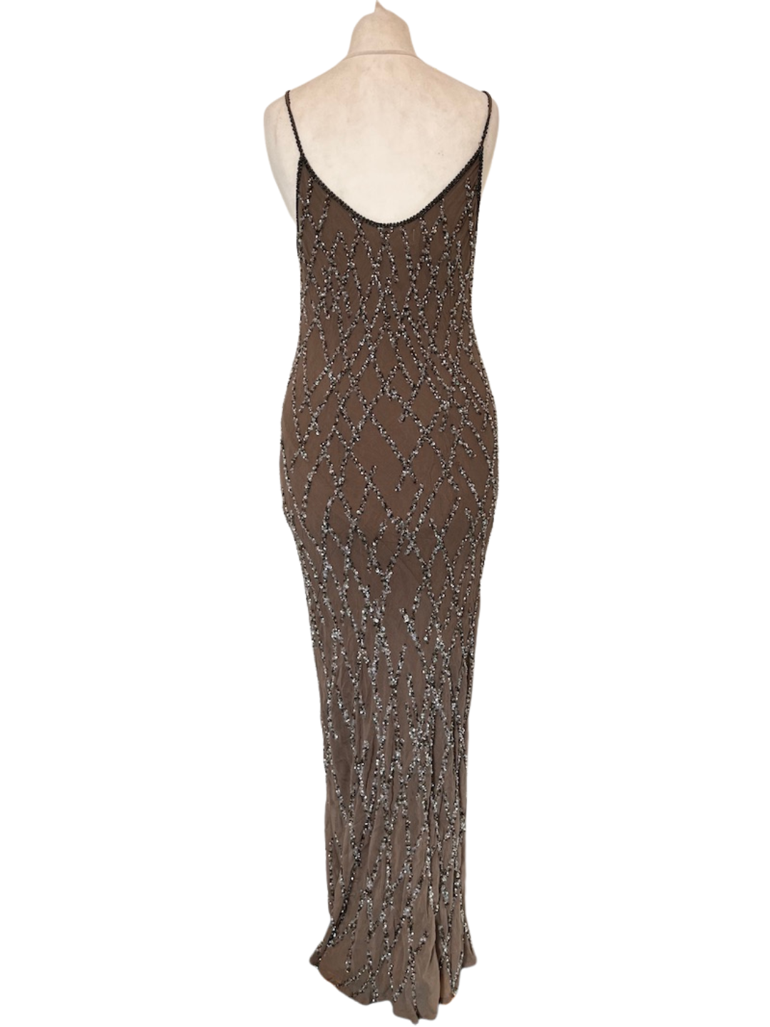 Grey/green Beaded Maxi Dress - size 10 - Image 4