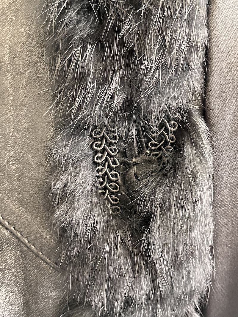 Black Leather Coat - size 14 - Image 7