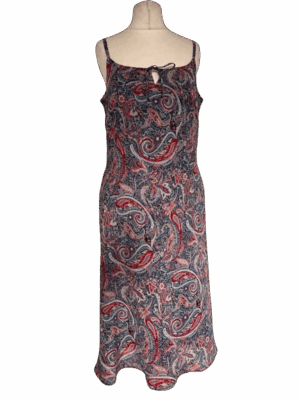 Blue and Red Paisley Midi Dress - size 14