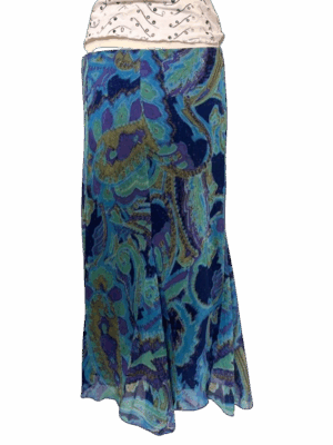 Blue Abstract Midi Skirt - size 12