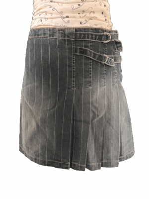 Grey Pleated Denim Mini Skirt - size 10