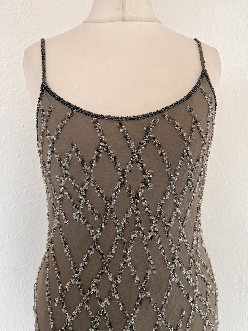 Grey/green Beaded Maxi Dress - size 10 - Image 3